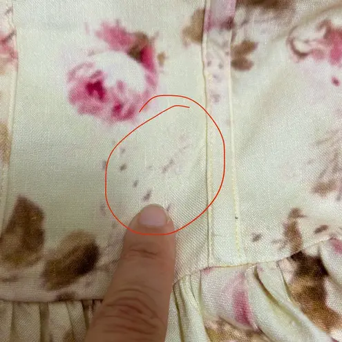 V Chapman The Valentina English Rose Ivory Pink Floral Strapless Midi Dress 14