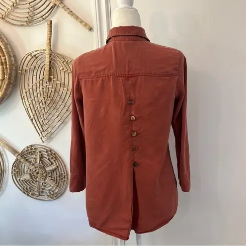 Soft Surroundings 100% Tencel Button Back Tunic Top Rust Terracotta XS Boho Fall