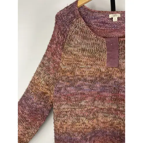 J. Jill Sweater Womens Sz M Colorful Purple Pink Metallic Wool Blend Knit Hippie Size M