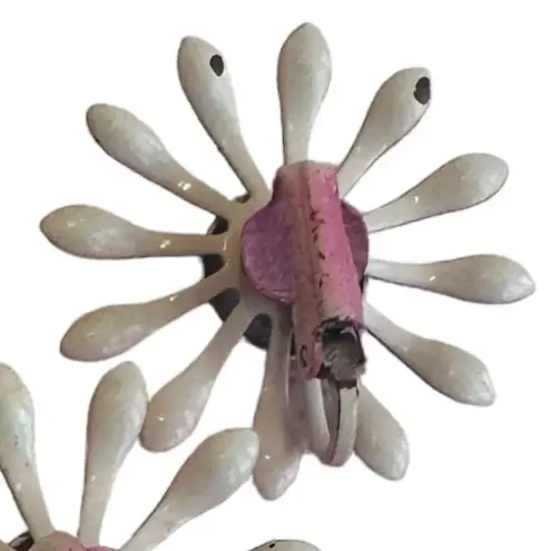 Vintage Pink Enamel Earrings Mod Retro Clip