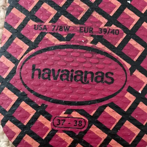 Havaianas Women’s Flip Flops Purple Size 8 Brazilian Sandals Palm Frond Like New
