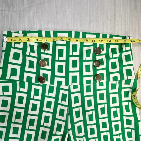 Vamp Pants Womens XL Green White Vintage High Rise Geometric Wide Leg Trendy