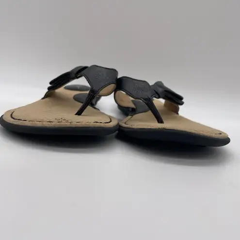 BOC Womens 7 Shoes Black Born Concept Thong Flip Flops Sandals Bow Detail
