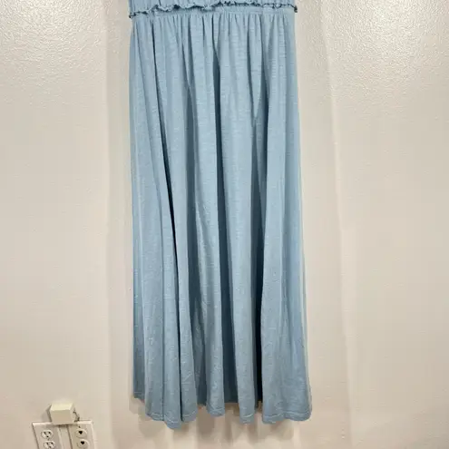 Dip Organic Cotton Maxi Dress Casual Sundress Criss Cross Back Blue Large Blue