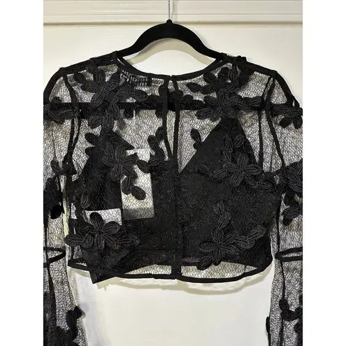 Endless Rose  Black Floral Lace Crop Top & Camisole Set Size Medium NWT 2 Pieces