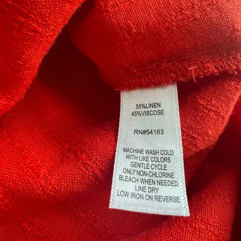 Marc New York Natural Summer Essential Linen Blend Shirt Dress Red Size L NWT