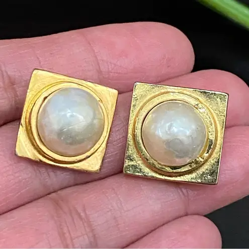 Vintage Signed LES BERNARD Designer Pearl Gold