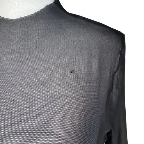 SER.O.YA Brandi Bodysuit in Black Large New Womens Long Sleeve Mesh Top