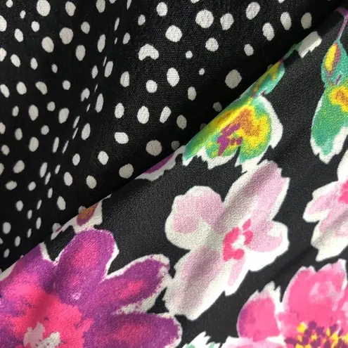 NWOT 4SIENNA Floral Micro Dot MIDI Skirt Small Black