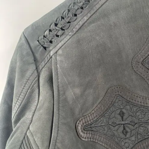 Affliction Leather Jacket Women's Small NWT #99 Livestock Biker MMA Cross Zipper