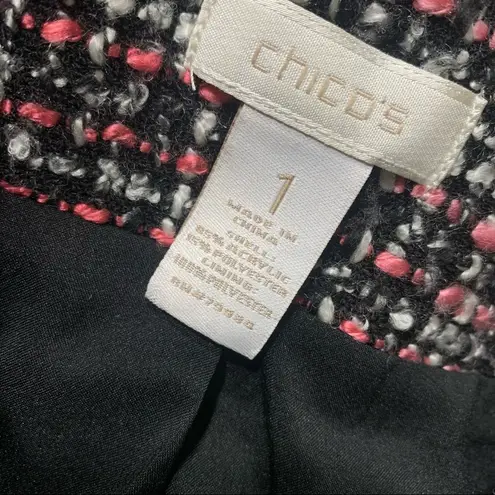 Chico's Chico’s Tweed fringe blazer black pink medium black multicolor 2000s