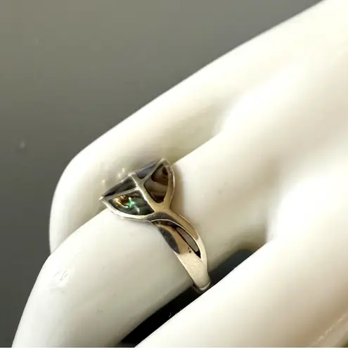 CW THA Sterling Silver Abalone/Mother of Pearl Leaf Ring Size 6.5 Blue