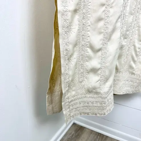 Souk Indigo Cairo Embroidered Maxi Dress Cream/Ivory NWT Size Small