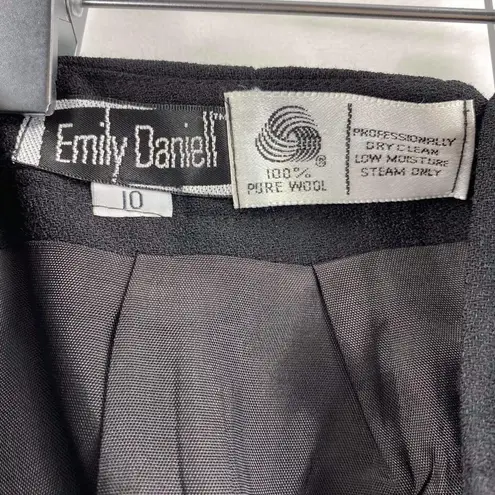 EMILY DANIELL 100% Wool Vintage Black Pencil Mini Skirt Size 10