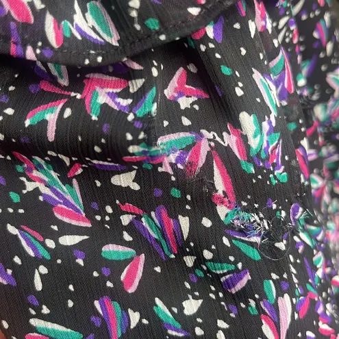 West K tiered midi dress size XL floral sheer sleeves flowy whimsical button up Pink