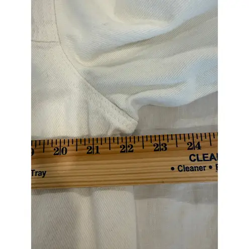 White Distressed Tucker Jacket Collar Front Button Cotton Blend Women's Size XL