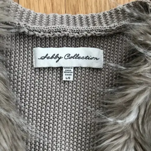 Sebby  Collection Tan Faux Fur Sweater Vest sz L