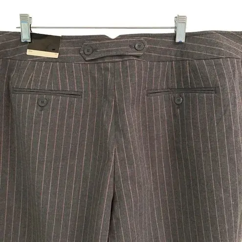 Lane Bryant  pinstripe cropped wide leg trousers womens 22 gray clasp closure New