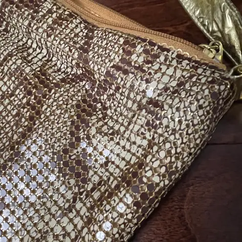 Shea Shea Vintage Gold and Cream Metal Mesh Slouchy Shoulder Bag Purse