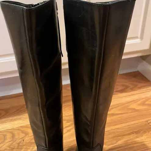 Franco Sarto  Women’s Black Rounded Toe Becky Wide Calf Knee High Boots- Size 6M