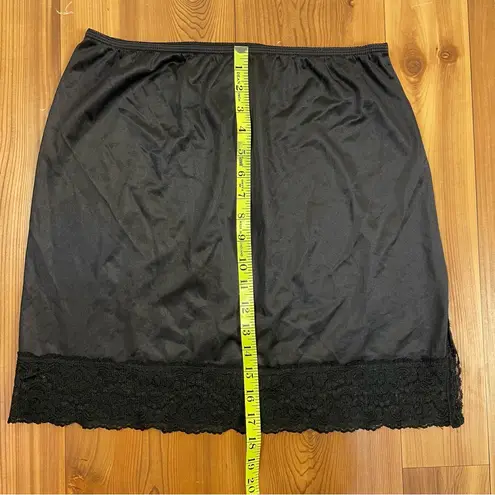 Sears Black Satin Lace Trim Undergarment Half Slip Skirt Side Slit Medium VTG