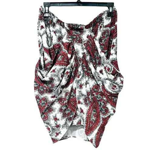Isabel Marant Paisley Red Draped Mini Skirt Sz M
