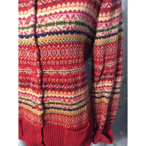 VTG Y2K Grandma Fair Isle Nordic Sweater Large L Tiana International Red