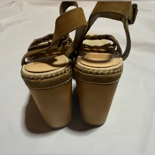 Dolce Vita Women's Ria Taupe Nubuck D'Orsay Wedge Sandals size 9.5 tan