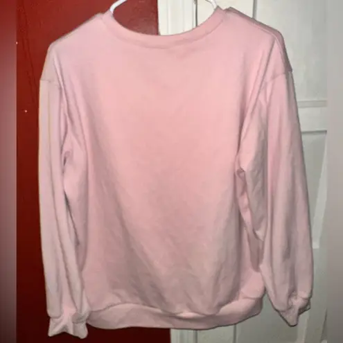 Merry & Bright Christmas Pink Velour Sweatshirt Size M