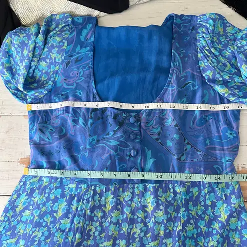 Rixo Virginia Floral Midi Dress Fontainhas Floral Cobalt Mix Size XS