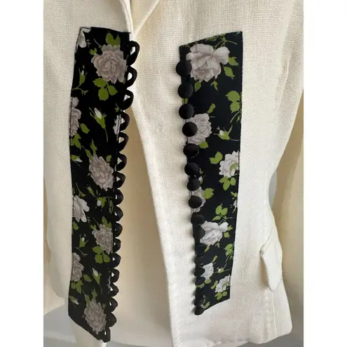 Dolce & Gabbana Cream Floral Rose Buttoned Blazer Size IT 44