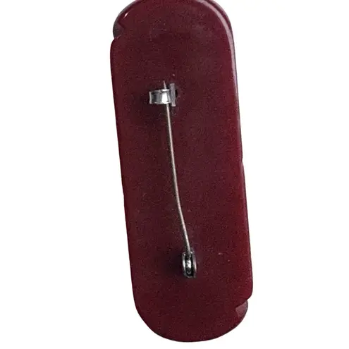 Vintage 1930s Carved Bakelite Dress Clip Deep Oxblood Red Leaf Motif