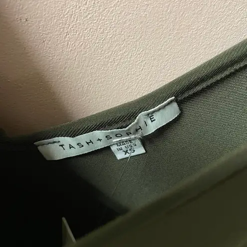 Tash + Sophie Dark Olive Green Asymmetrical Hem Jumpsuit NWT Size XS