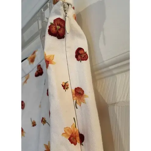 Max Mara Weekend Pants Sz US 10 Off White Autumn Floral Print Side Zip Italy