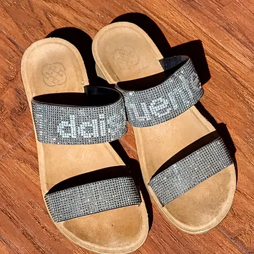 Daisy Fuentes *5/$25 sale* Rhinestone Strap Wedge Sandals sz 7.5