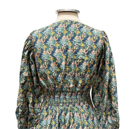 Trovata Silk Blend Celestial Custer Long Sleeve V neck Dress Size Small Blue