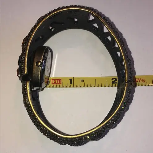 Heidi Daus CZ Rhinestones Hidden Watch Bangle Bracelet Gold