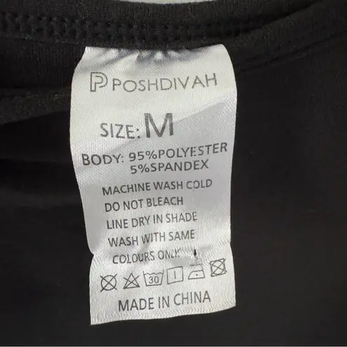 Poshdivah Black Sleeveless Midi Dress Slit Side Minimalist Basic Bodycon Solid M Size M