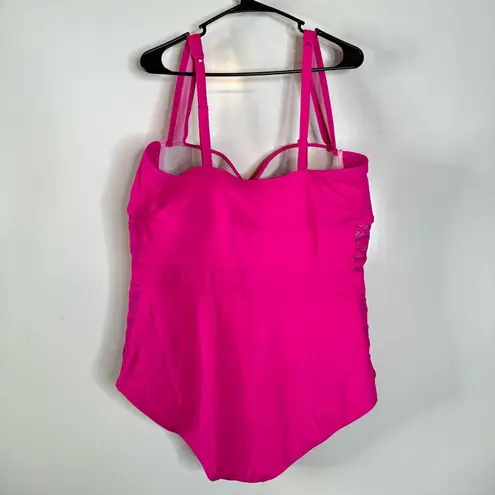 Torrid  Hot Pink Lattice Sides One Piece Swimsuit Size 3