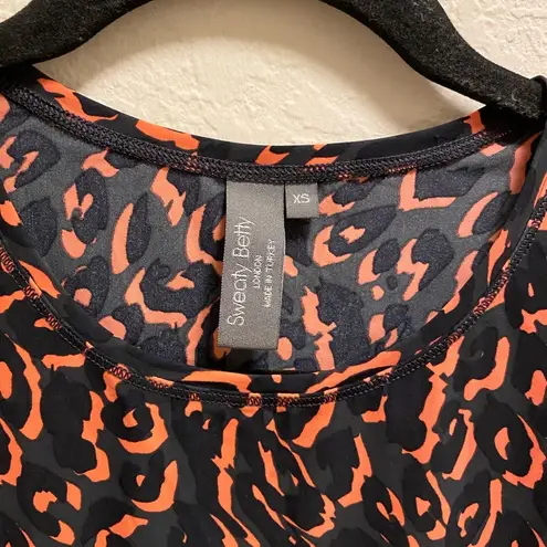 Sweaty Betty  Pink And Black Leopard Print Crop Workout Top