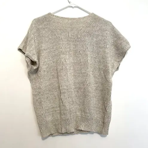 VINTAGE KORET Cream Beige Floral Short Dolman Sleeve Linen Cotton Sweater PETITE Pink Size undefined