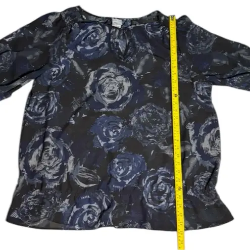 Just My Size Floral Pullover Blouse 3/4 Sleeve Womens 2X (18W-20W) Navy Blue - Image 6