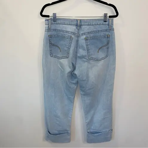 Gloria Vanderbilt Stretchy Light Wash Denim Cuffed Ankle Crop Capri Jeans Size 8