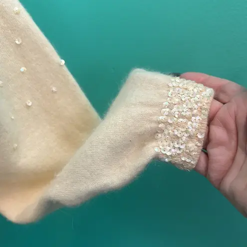 WIEBOLDTS 1940s Beaded & Sequins Cardigan Sweater White Size undefined