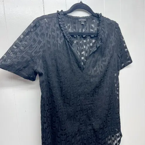 Ann Taylor Lace Workwear Office Career Party Elegant Classic Womens Top Medium Black