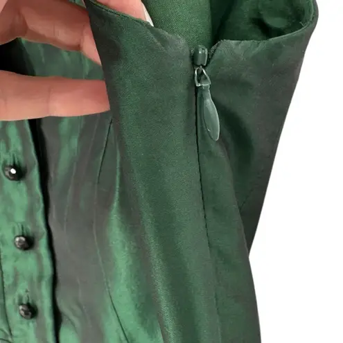 Kay Unger Vintage Beaded Silk Cocktail Dress Emerald Green Size 8 Feminine