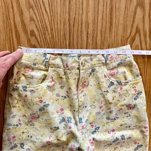 Coldwater Creek Vintage Yellow Pastel Floral Pants Jeans Womens 8