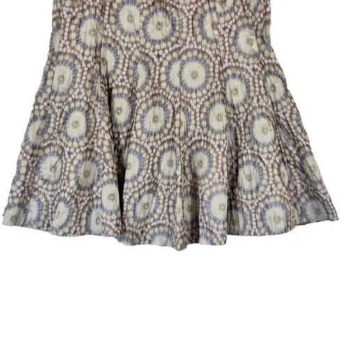 Lafayette 148 New York Metallic Abstract Print Shimmering Silk Blend Flare Skirt Blue Size 6 - Image 3