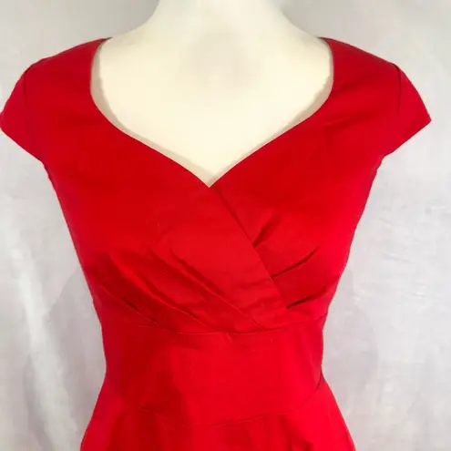 Vintage Style 1950s Pinup Retro Red Cocktail Party Dress Size Medium