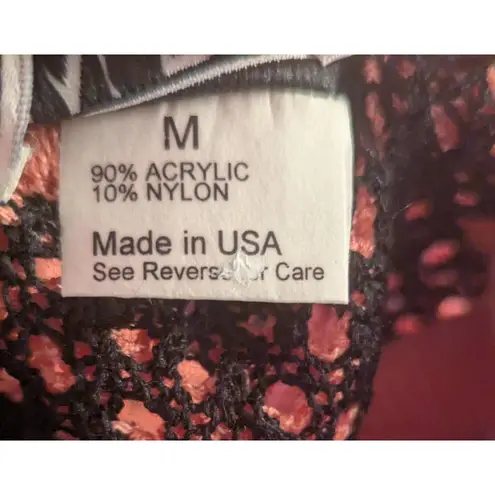 Vintage San Remo M Peach Brown Polka Dot Short Sleeve Cardigan Red Size M